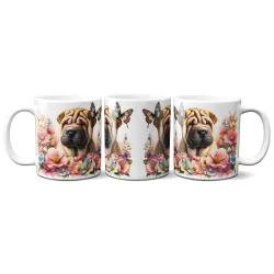 Dárkový hrnek Štěně v kvítí šarpej - bílý, s možností vlastního textu