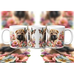 Dárkový hrnek Štěně v kvítí šarpej - bílý, s možností vlastního textu