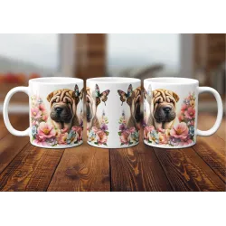 Dárkový hrnek Štěně v kvítí šarpej - bílý, s možností vlastního textu