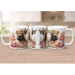 Dárkový hrnek Štěně v kvítí šarpej - bílý, s možností vlastního textu