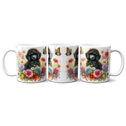 Dárkový hrnek Štěně v kvítí pudl - bílý, s možností vlastního textu