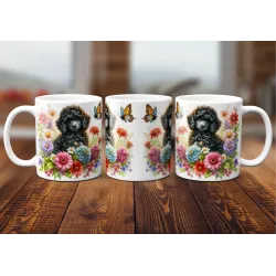 Dárkový hrnek Štěně v kvítí pudl - bílý, s možností vlastního textu