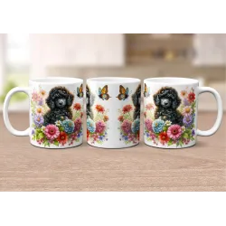 Dárkový hrnek Štěně v kvítí pudl - bílý, s možností vlastního textu